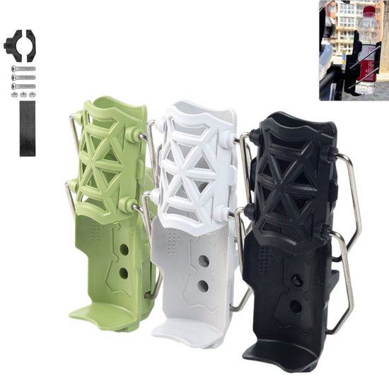 3 stuks - Fietsbekerhouder - Zwart - Wit - Groen - Drinkfleshouder - Bidonhouder -Bidonhouder fiets - Universele bekerhouder - Mountainbikes - Fiets - Universele Bidonhouders Fiets