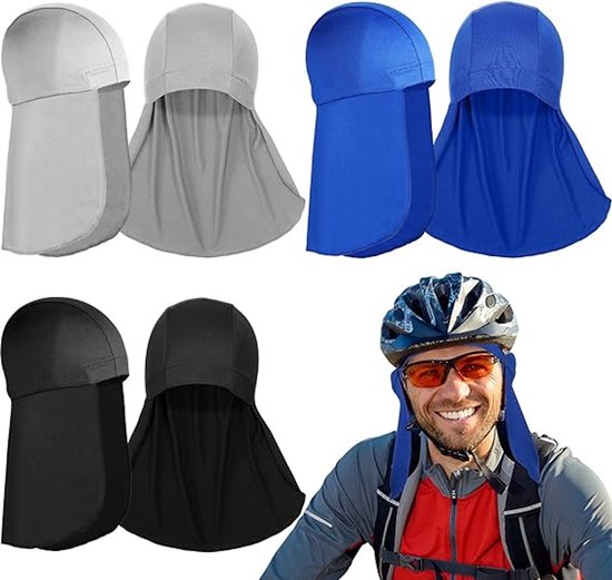 3 stuks - Nekbescherming voor buitensporten - Hoofdbedekking voor zweetafvoerend buitensporten - Nekbedekking voor helmvoering - Zacht en ademend - Grijs, zwart en blauw