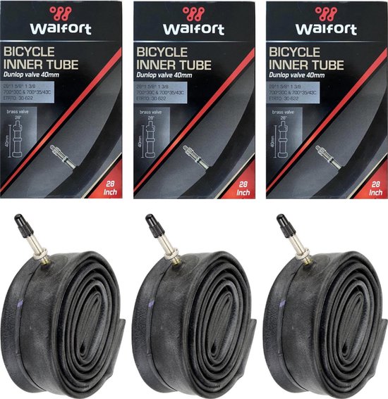 3 x Binnenband 28 inch / 28" voor de Fiets / Dunlop Ventiel / Racefiets / Mountainbike / 40 mm / Band 40 / 30 - 622 Wiel / 28 * 1 5/8 * 1 3/8 / 28 "