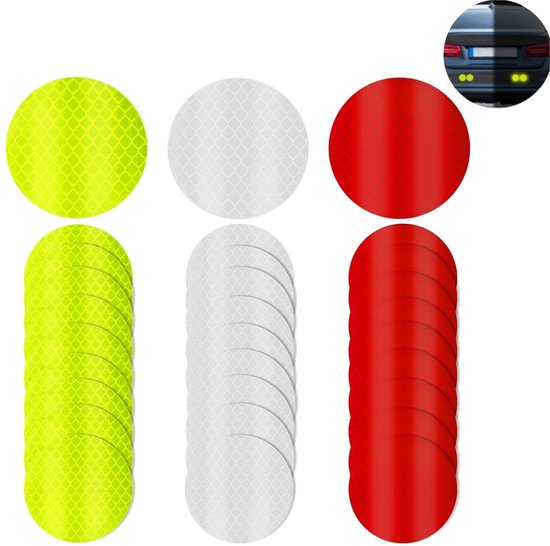 30 stuks - Reflecterende stickers - Waarschuwing Reflecterende stickers - Reflecterende stickers voor 's nachts - Ronde reflecterende stickers - Geschikt voor voertuigen, fietsen, motoren en kleding van Adispotg