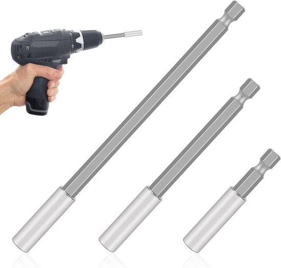 3st Sterke Magnetische Boor Verlenghouders, 6/10/15cm Magnetische Schroevendraaier Verlengstuk Houder voor Slagschroevendraaier 1/4" Hex Schacht Boren Houder Verlenger voor Onderhoud