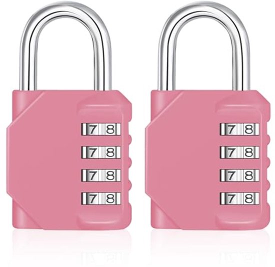 4-cijferige Combinatieslot voor Gym en Tuin - Weerbestendige Hangslot Set van 2 (Roze) van Merkloos