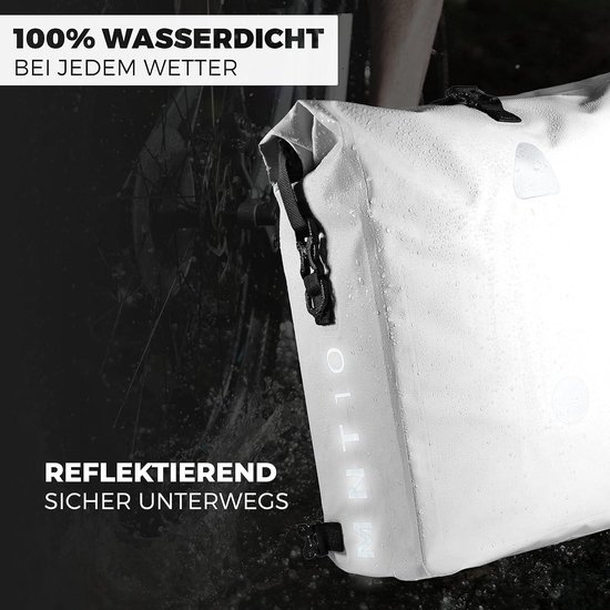 4-in-1 Fietstas voor Bagagedrager - 18L 25L - Waterdicht & Reflecterend - Fietsrugzak met Droge zak Waterproof bicycle bag van Velorsi