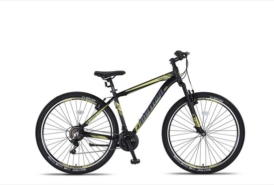 4 Motion MTB 29 Inch 46 cm Unisex 21V V-Brakes Zwart/Geel