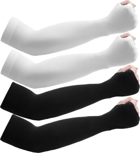 4 Paar Compressie Arm Sleeves - Armstukken Wielrenen – Hardlopen Armwarmers – UV Bescherming – One Size van Merkloos