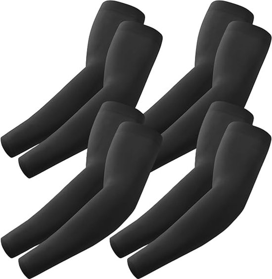 4 paar mouwen - Unisex - Sleeves - Ultralichte mouwen - Arm Sleeve - UV-bescherming voor armen - Volwassenen - Zonnebrandcrème Mouw IJszijde Arm Mouwen - Comfort Cooling Sports Compressiemouwen - Ideaal voor sporten, fietsen, golfen - Zwart