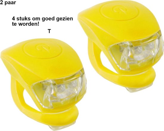 4 stuks Maak uw Reis Veilig - Gele Fietslampjes Branden!" 2 paar van Heble®