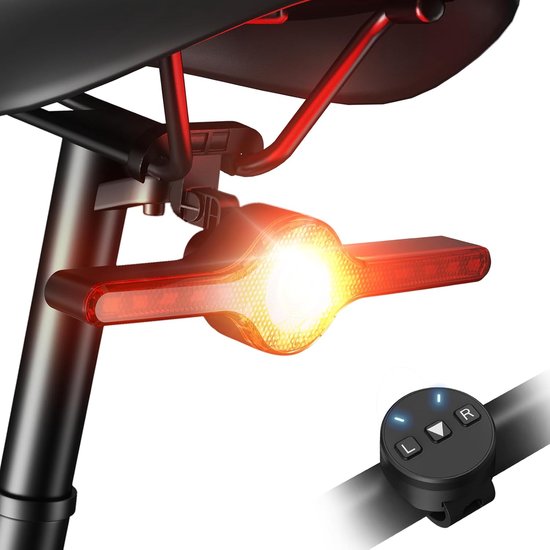 400mAh Fiets Achterlicht - 270° Zichtbaarheid met Knipperlichten & Afstandsbediening - Remdetectie - USB-C - 7 Standen - Waterdicht