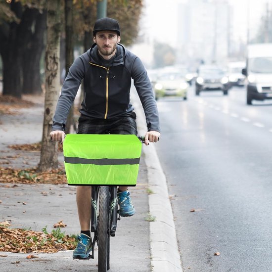 45 x 30 x 20 Regenhoes Fietsmand Waterdichte fietsmandhoes met reflecterende strips Reflecterend neongroen Fietsmand Regenhoes Fietsmandhoes Waterdichte regenhoes Fietsmand van Achort