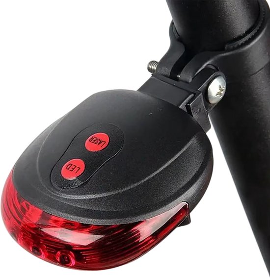 5-LED Fietsachterlamp met Laser – Oplaadbaar Fiets Achterlicht – Waterdicht Veiligheids Achterlicht voor Nachtrijden Fietsverlichting