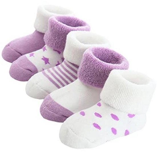 5 Paar Baby Winter Sokken - Dikke Thermo Katoenen Sokken voor Jongen en Meisje