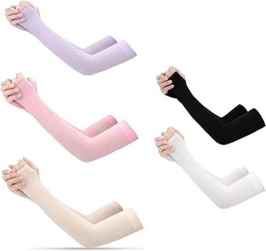 5 Stuks - Armbeschermer - Golf Verkoelende Armmouwen - Set Fiets Armwarmers - Zonbescherming - Baseball Zonmouwen - Compressie Arm Sleeves - UV Bescherming - Sleevewarmers - Voor Hardlopen, Basketbal, Voetbal, Volleybal, Paardrijden en Gaming