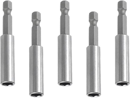 5 stuks magnetische boorverlenging, bithouder 60 mm, van roestvrij staal, 1/4 inch voor elektrische slagboormachine