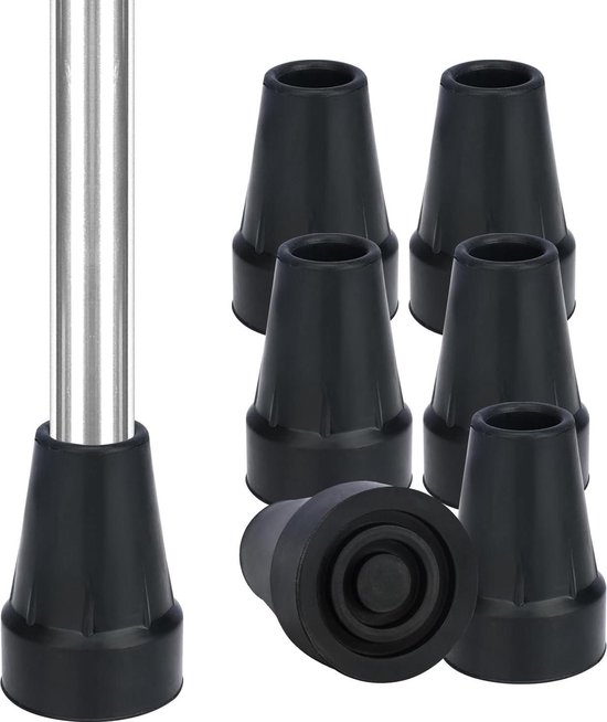 6pcs Heavy-Duty Rubber Tips for Stools - Non-slip Extreme Grip - 22mm - Walking Poles, Running Poles van TRIXES