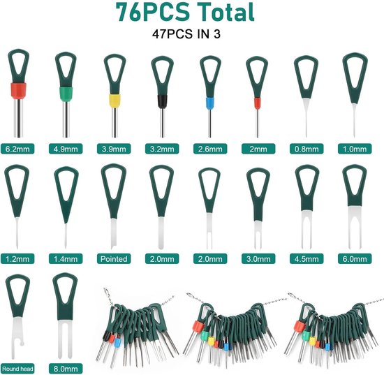 76-delige Terminal Removal Tool Kit, Auto Terminal Elektrische Draad Connector Pin Extractor Puller Reparatie Remover Gereedschap met Beschermhoes