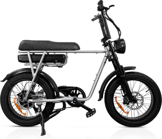7GO EB2 - Elektrische Fatbike - Zilver - Tot 75 km Actieradius - Hydraulische Schijfremmen - Lage Instap - Shimano 7 Versnellingen
