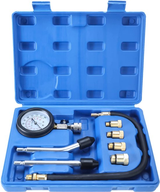 8 delig compressietester - compressiemeter benzinemotor - compresie tester - drukmeter - brandstof druk meter