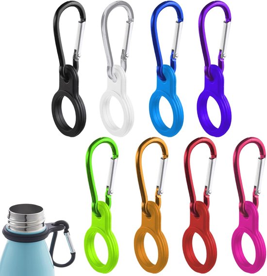 8 Pack Siliconen Fles Houder Clips met Carabiner voor Fietsen - Kleurrijk