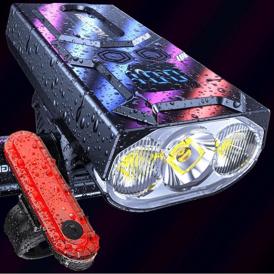 8000 lumen nachtfiets - 3 led-fietslampen - groot licht en dimlicht - oplaadbaar type c - fietslampen met superheldere verlichting