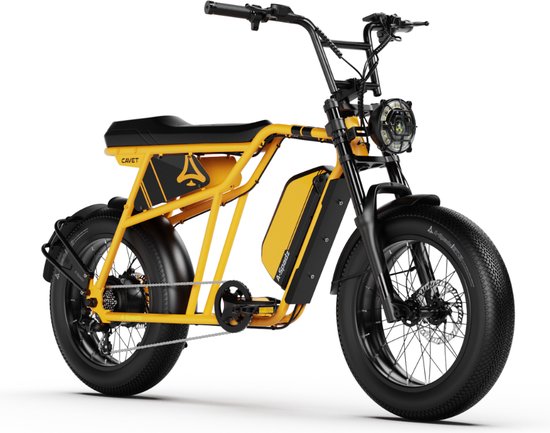 A-Spadz CAVET Air Elektrische Fatbike - 20 Inch - 250W Motor - 7 Versnellingen - 100 km Actieradius - Hydraulische Schijfremmen - Geel van Merkloos