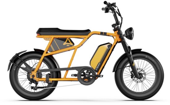 A-Spadz CAVET Air Elektrische Fatbike - Inclusief Voetsteuntjes - 20 Inch - 250W Motor - 7 Versnellingen - 100 km Actieradius - Hydraulische Schijfremmen - Geel