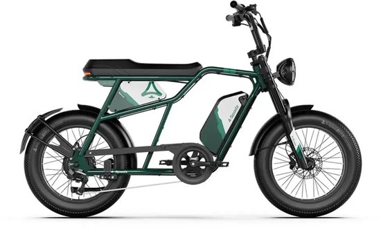 A-Spadz CAVET Air Elektrische Fatbike - Inclusief Voetsteuntjes - 20 Inch - 250W Motor - 7 Versnellingen - 100 km Actieradius - Hydraulische Schijfremmen - Groen