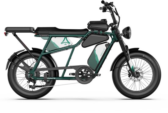 A-Spadz CAVET Air Plus - Elektrische Fatbike - Inclusief Achterzitje - Inclusief Tasjes - Inclusief Voetsteuntjes - 20 Inch - 250W Motor - 7 Versnellingen - 100 km Actieradius - Hydraulische Schijfremmen - Groen