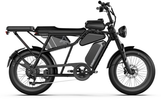 A-Spadz CAVET Air Plus - Elektrische Fatbike - Inclusief Achterzitje - Inclusief Tasjes - Inclusief Voetsteuntjes - 20 Inch - 250W Motor - 7 Versnellingen - 100 km Actieradius - Hydraulische Schijfremmen - Zwart