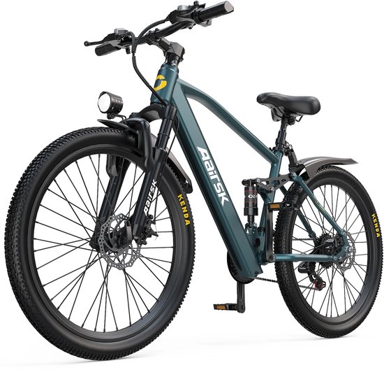 Aairsk 26" Elektrische Mountainbike&Stadsfiets Blauw, 25 km/u Maximum Snelheid, 7/21 Versnellingen & Dubbele Vering, 250W Piekmotor Elektrische Fiets voor Volwassenen, NFC Startfunctie,Het maximale bereik is 100 km. van Merkloos