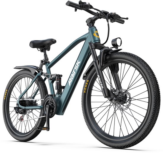 Aairsk Elektrische Fiets 26 Inch - EU-normen250W(Actieradius 65km) - Trapondersteuning tot 25 km/u – Shimano Versnelling – NFC Startfunctie – Slim Ontworpen voor Dagelijkse Mobiliteit – Zeegroen Kleur van Merkloos