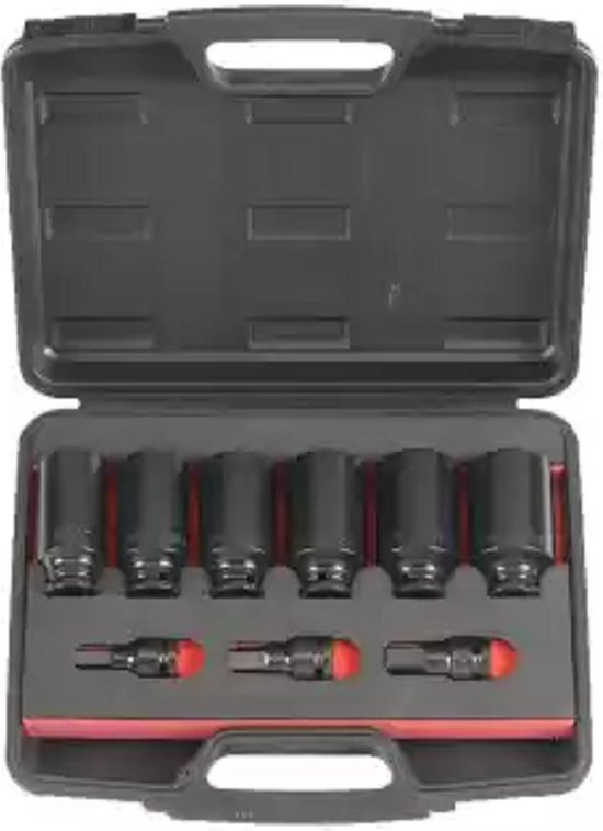 Aandrijfas doppenset 9 delig 1/2'' van Merkloos