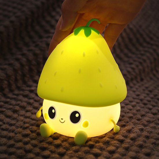 Aardbeien Nachtlampje met Verstelbare LED Verlichting - Groen - Schattige en Draagbare Nachtlamp met Lange Werktijd - Veilig Siliconen Design - Perfect als Cadeau voor Kinderen en Feestdagen van Decopatent