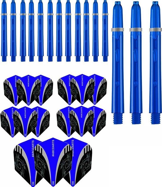 ABCDarts - Dart Flights En Dart Shafts - Tribal Edgeglow - Medium Donkerblauw - 5 sets van ABCDarts
