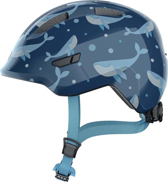 ABUS kinderhelm Smiley 3.0 - fietshelm met diepe pasvorm, kindvriendelijke ontwerpen en ruimte voor een vlecht - voor meisjes en jongens - blauw met walvispatroon, maat M van ABUS
