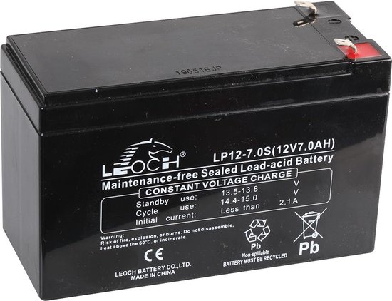 Accu 12V 7Ah - voor kinder auto - onderhoudsvrij - LEOCH LP12-7.0 AGM