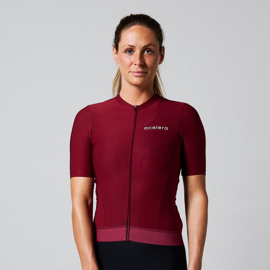 Acelera Essential Wielershirt | Fietsshirt Dames Korte Mouw | Wielrenshirt | Fietskleding | Rood | Maat 2XL