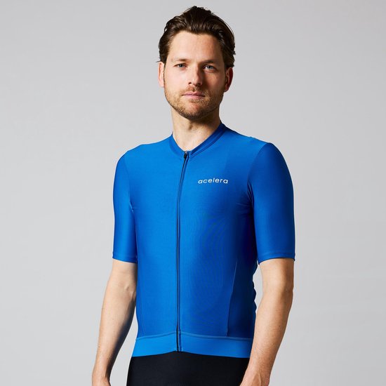 Acelera Essential Wielershirt | Fietsshirt Heren Korte Mouw | Wielrenshirt | Fietskleding | Blauw | Maat 2XL