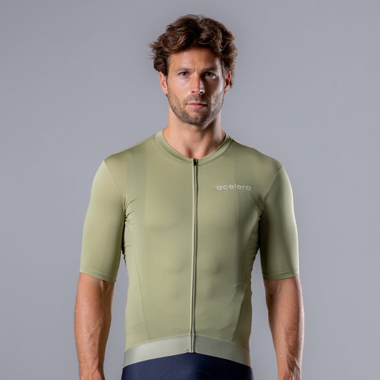 Acelera Essential Wielershirt - Fietsshirt Heren Korte Mouw - Wielrenshirt - Fietskleding - Pistache - Maat XL