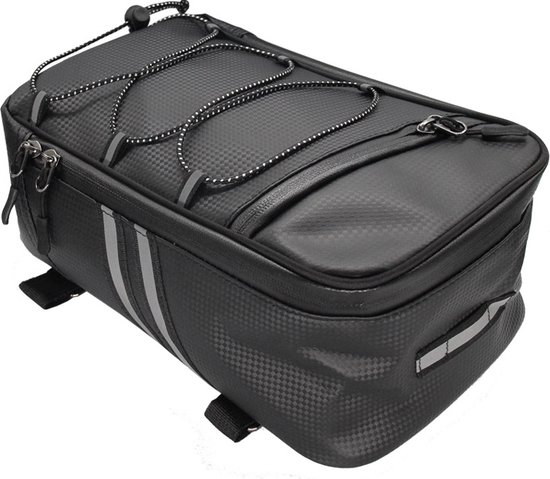 Achterfietsdragertas met regenhoes, 8L waterdichte fiets-e-bike zadeltas fietstas kofferbakdrager met reflector en verstelbaar snoer voor woon-werkverkeer buitenshuis van Merkloos