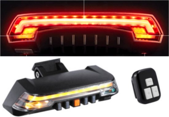 Achterlicht + Knipperlicht Aplus Universeel E-step / E-bike LED BL03 + Afstandbediening