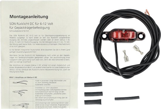 Achterlicht SON Led E-Bike Accu 50mm Zwart van Merkloos
