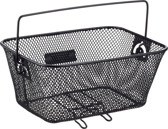 Achterste fietsmand voor kinderfiets - zwart met bevestigingssysteem van Tommy.