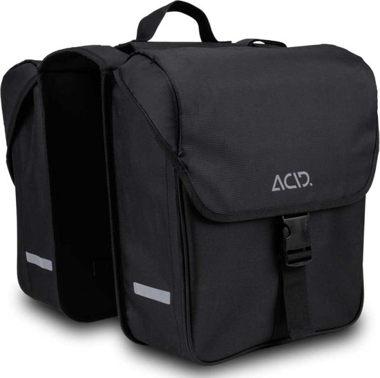 Acid Cmpt Zadeltassen - 30l - Fietstassen Dubbel - Met Reflectoren - Inclusief Regenhoes - Zwart