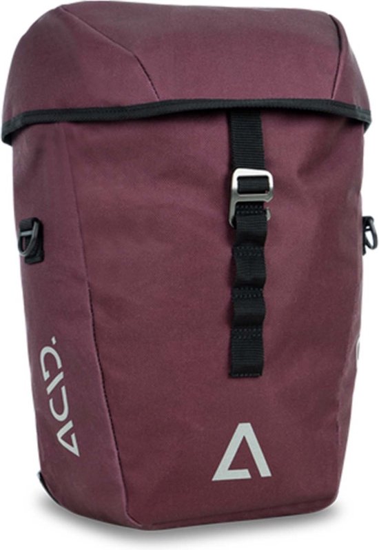 ACID Fietstas CITY 15 SMLink - Reflecterende elementen - Regenhoes - Inh. 15L - Nylon - L42xB28xH13 cm - Rood van ACID