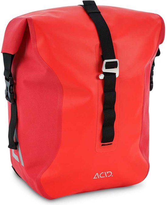 ACID Fietstas PRO - Waterbestendig - Reflecterende elementen - Inh. 15L - TPU - L38xB26xH16 cm - Vlam/Zwart van ACID