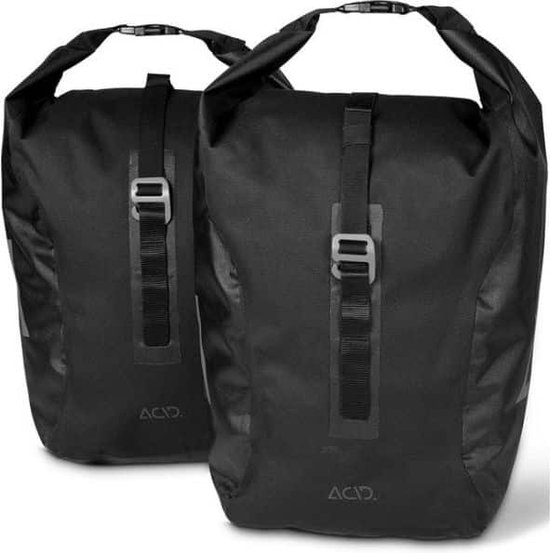 ACID Fietstas TRAVLR - 2 paar - Waterbestendig - Reflecterende elementen - Inh. 20L - Polyester - Zwart van ACID