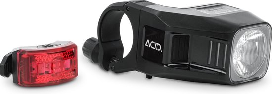 Acid Pro 100 Lichtset Zilver - Fietsverlichting Set - Voorlicht en Achterlicht - USB Oplaadbare Fietslampjes - Rood en Wit - 100 Lux