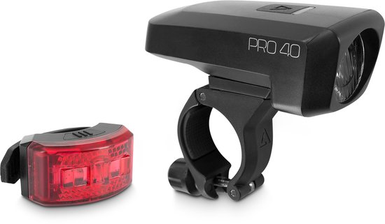 ACID Verlichtingsset PRO 40 USB StVZO - Fietslamp - Fietsverlichting - Veiligheidslampje - Spatbestendig - Kunststof - Zwart
