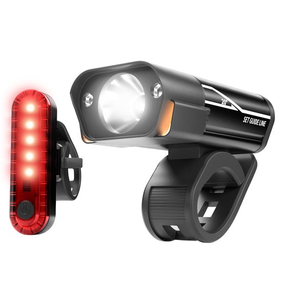 ACROPAQ Fietsverlichting 350 lumen - Oplaadbare fietslamp USB - Aluminium verlichting fiets - Regenbestendige verlichting