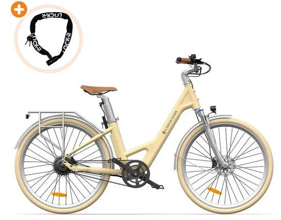 ADO Air 28 - Elektrische Fiets - 28 inch - 250W motor - Actieradius tot 100 km - Hydraulische schijfremmen - 346Wh accu - Lage instap - Geel